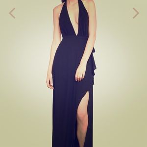 Black BCBGMAXAZRIA Angeline halter gown